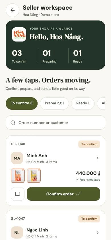 Mobile seller order management